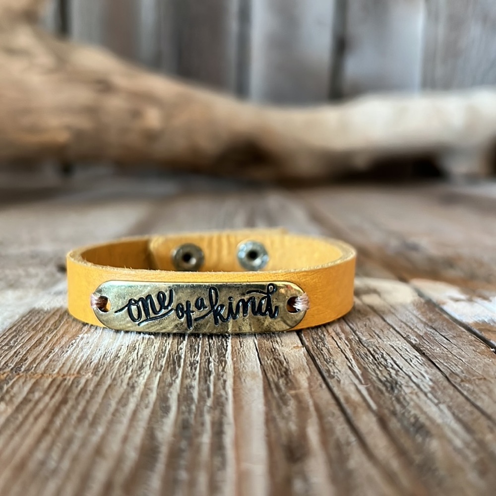 Inspirational “One of a Kind” leather bracelet